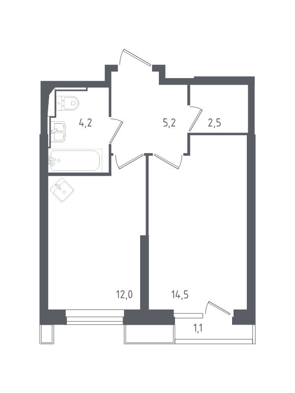 1 ккв 39,5 м²
