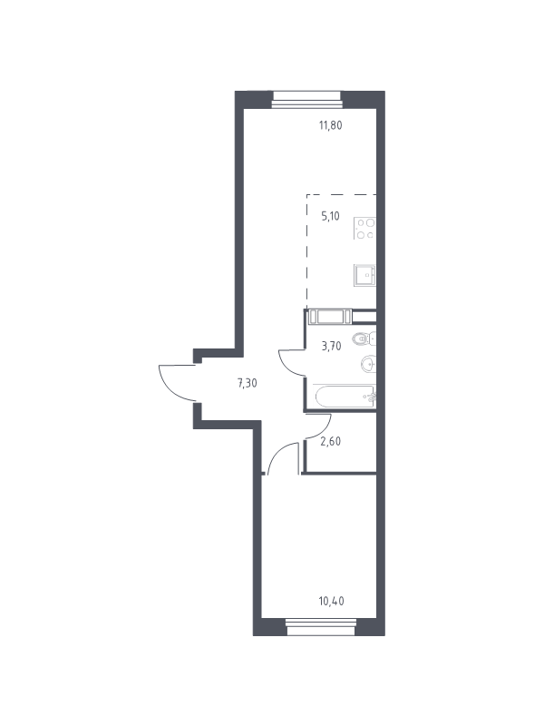 2 ккв (Евро) 40,9 м²