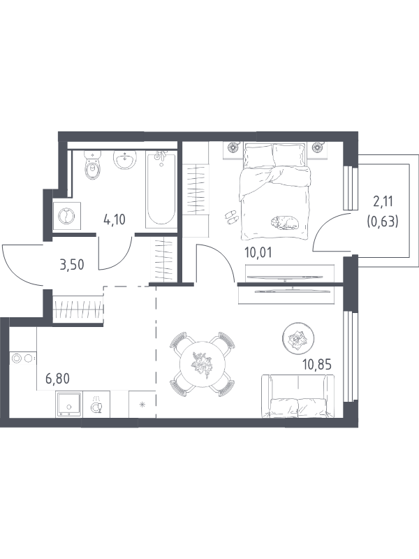 2 ккв (Евро) 35,9 м²