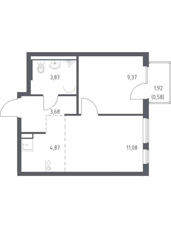 2 ккв (Евро) 33,5 м²