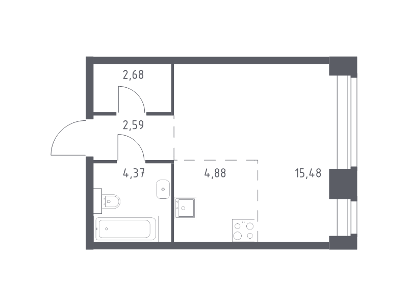 Студия 30 м²