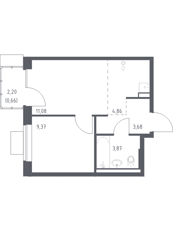 2 ккв (Евро) 33,5 м²