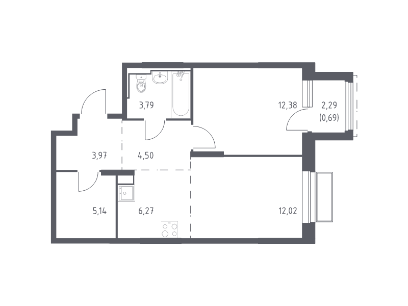 2 ккв (Евро) 48,8 м²