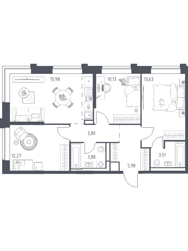 4 ккв (Евро) 71,4 м²