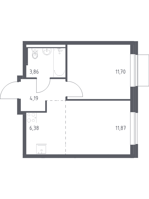2 ккв (Евро) 38 м²