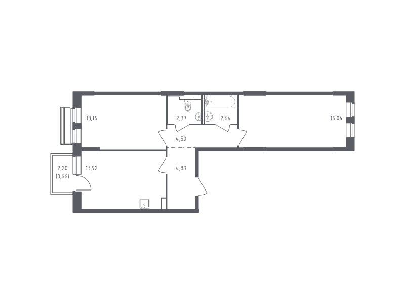 2 ккв 58,2 м²