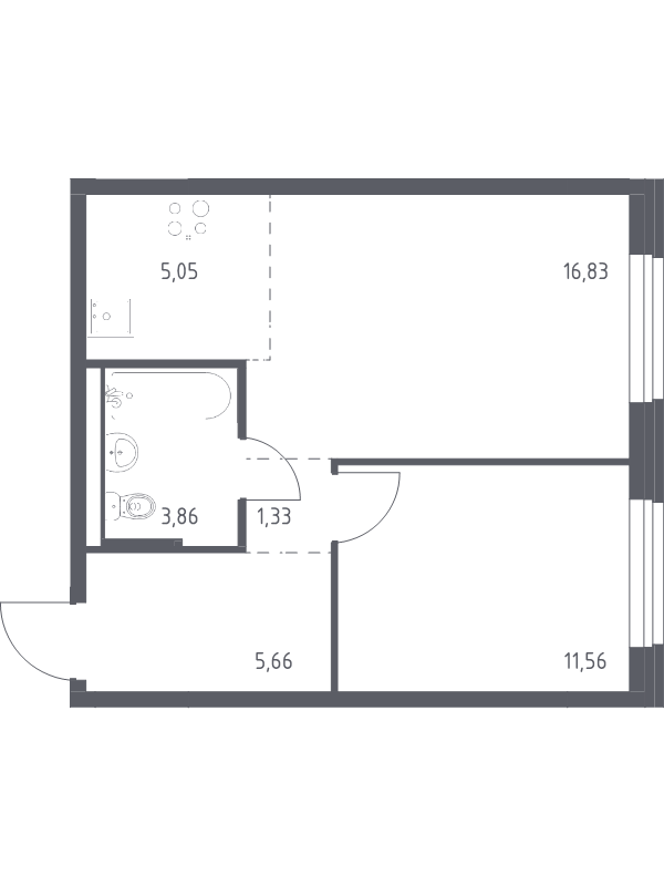 2 ккв (Евро) 44,3 м²