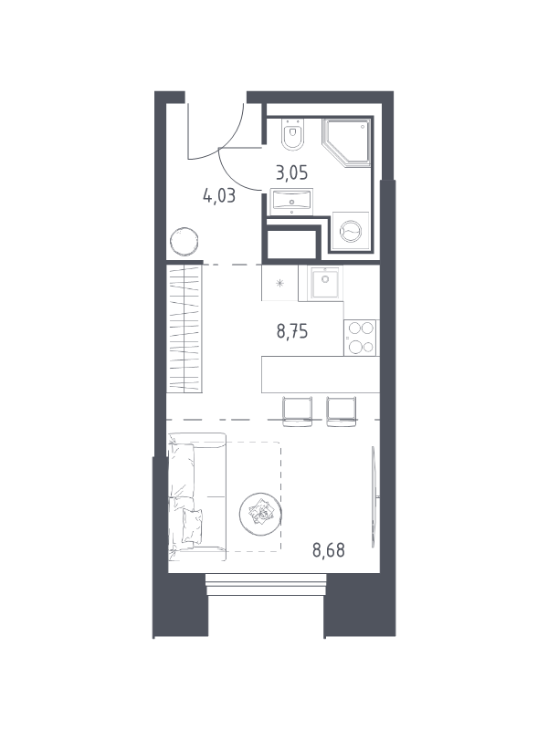 Студия 24,5 м²