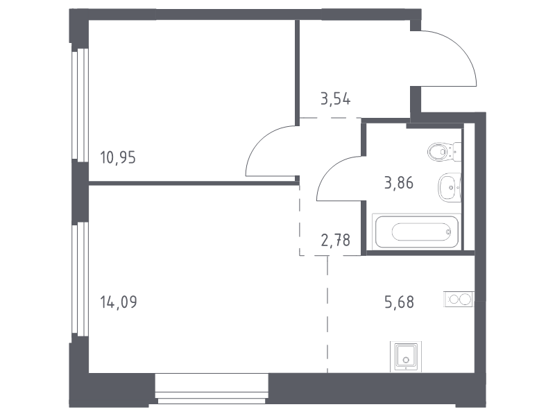 2 ккв (Евро) 40,9 м²
