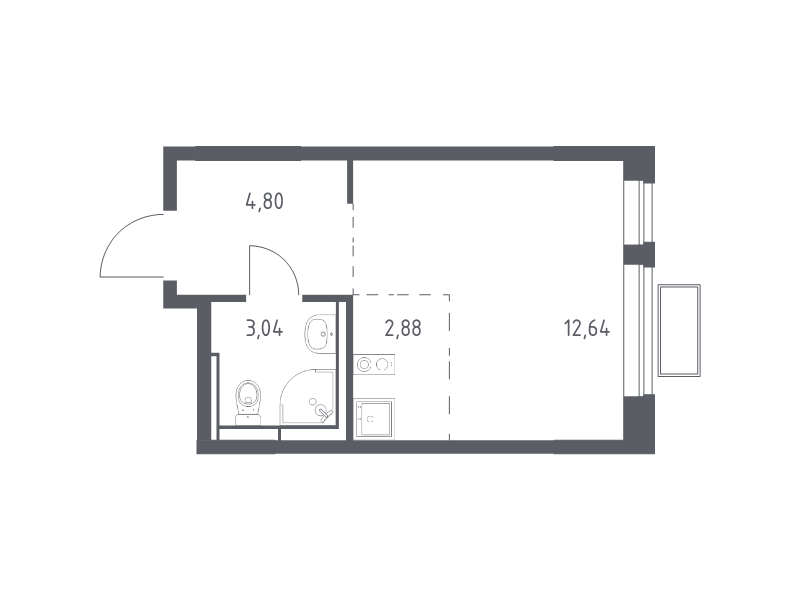 Студия 23,1 м²