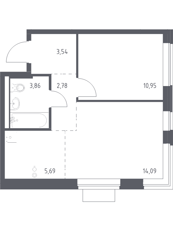 2 ккв (Евро) 40,9 м²