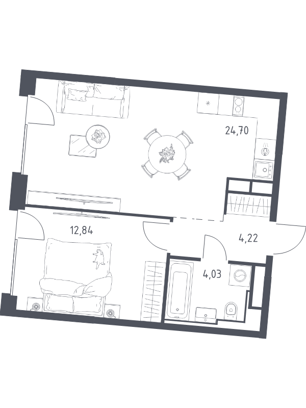 2 ккв (Евро) 45,8 м²