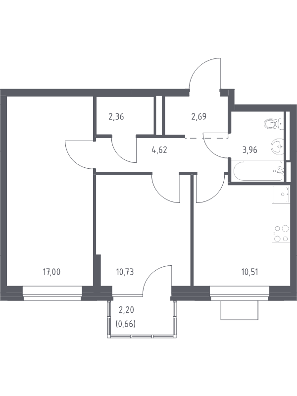 2 ккв 52,5 м²