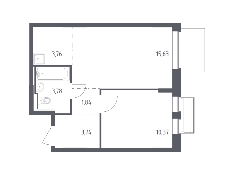 2 ккв (Евро) 39,1 м²