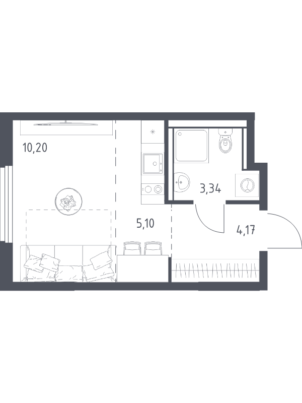 Студия 22,8 м²