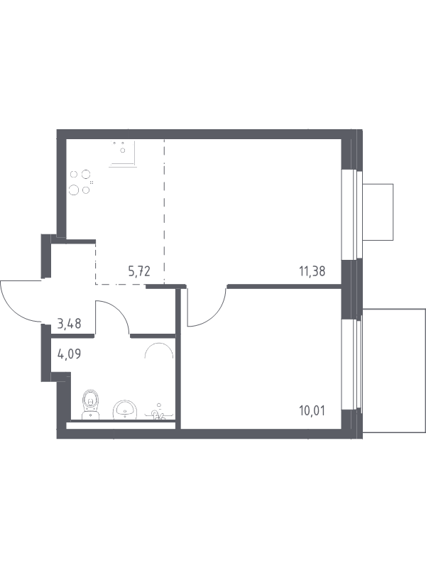 2 ккв (Евро) 34,7 м²
