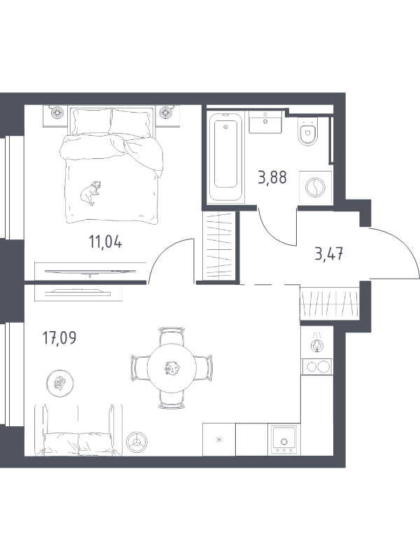2 ккв (Евро) 35,5 м²