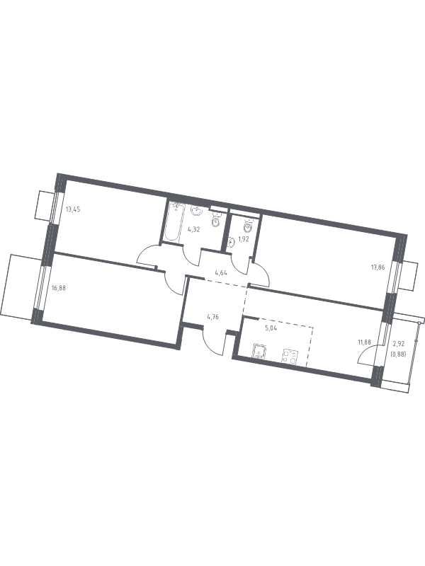 4 ккв (Евро) 81,6 м²