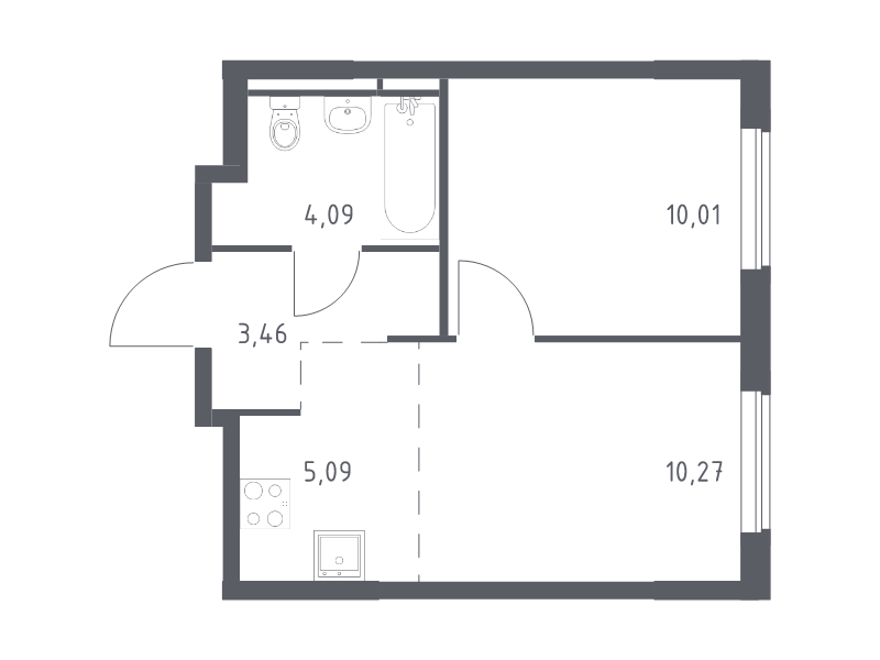 2 ккв (Евро) 32,9 м²