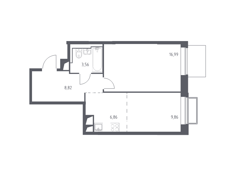 2 ккв (Евро) 46,4 м²