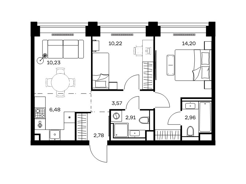 3 ккв (Евро) 53,4 м²