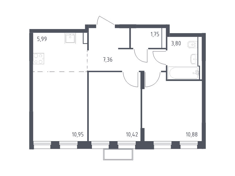 3 ккв (Евро) 51,3 м²