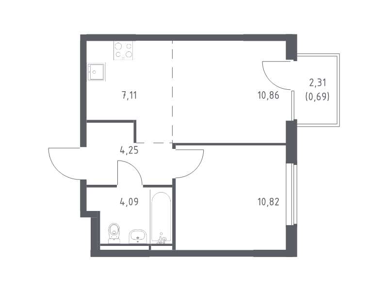 2 ккв (Евро) 37,8 м²