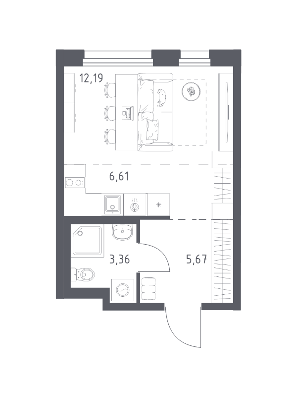 Студия 27,8 м²