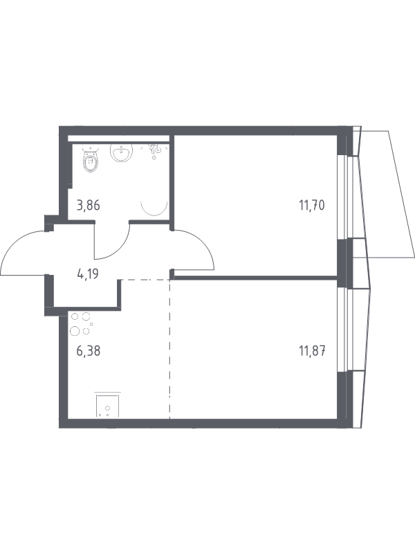 2 ккв (Евро) 38 м²
