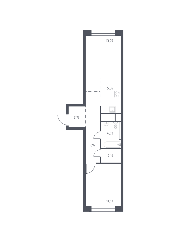 2 ккв (Евро) 48,6 м²