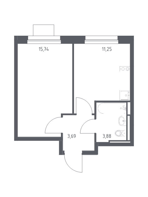1 ккв 34 м²