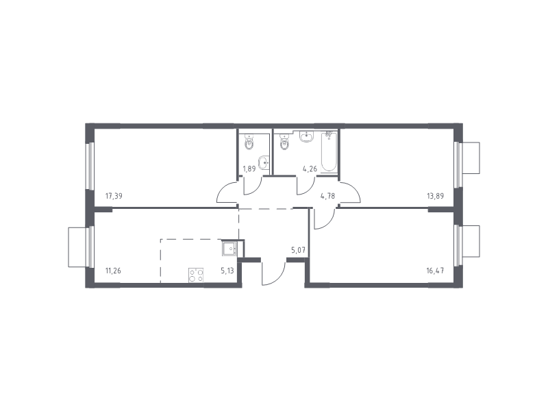 4 ккв (Евро) 80,1 м²