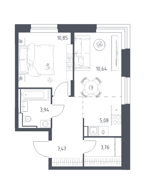 2 ккв (Евро) 41,7 м²