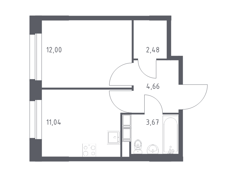 1 ккв 33,9 м²