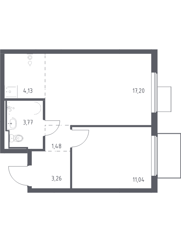 2 ккв (Евро) 40,9 м²