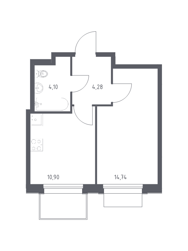 1 ккв 34 м²