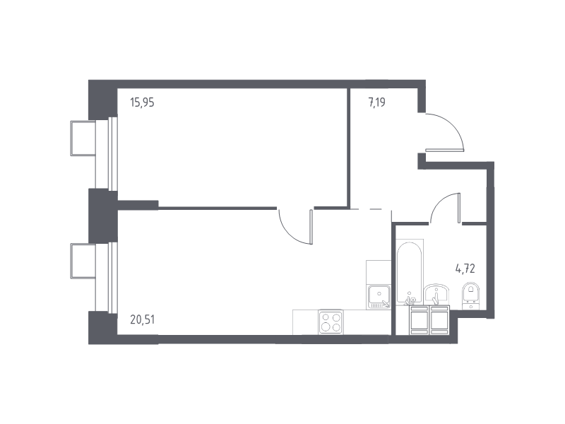 2 ккв (Евро) 48,7 м²