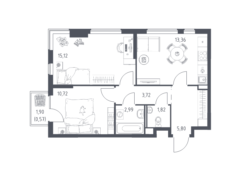 2 ккв 54,1 м²