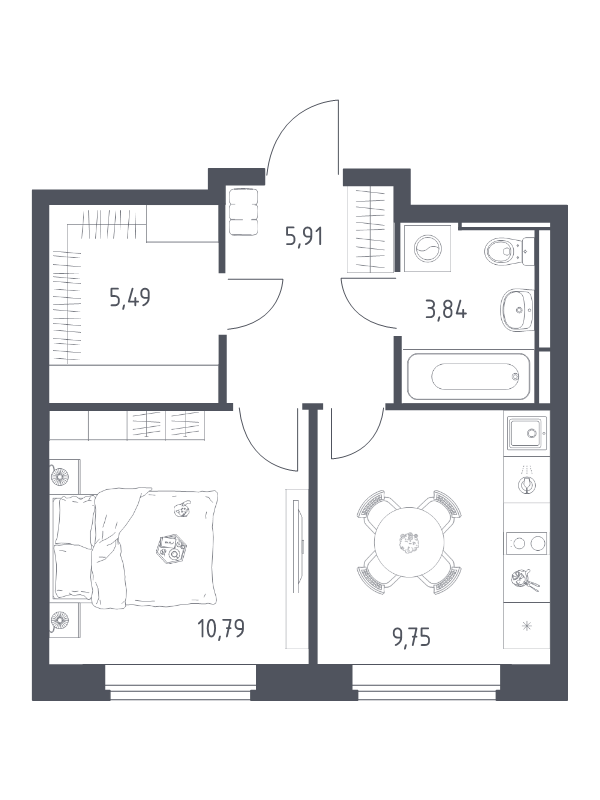 1 ккв 35,8 м²