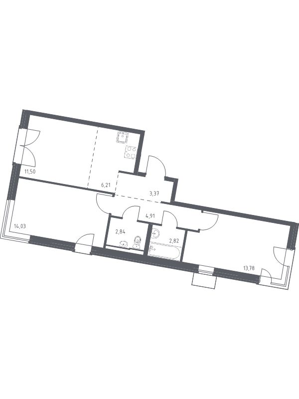 3 ккв (Евро) 59,5 м²