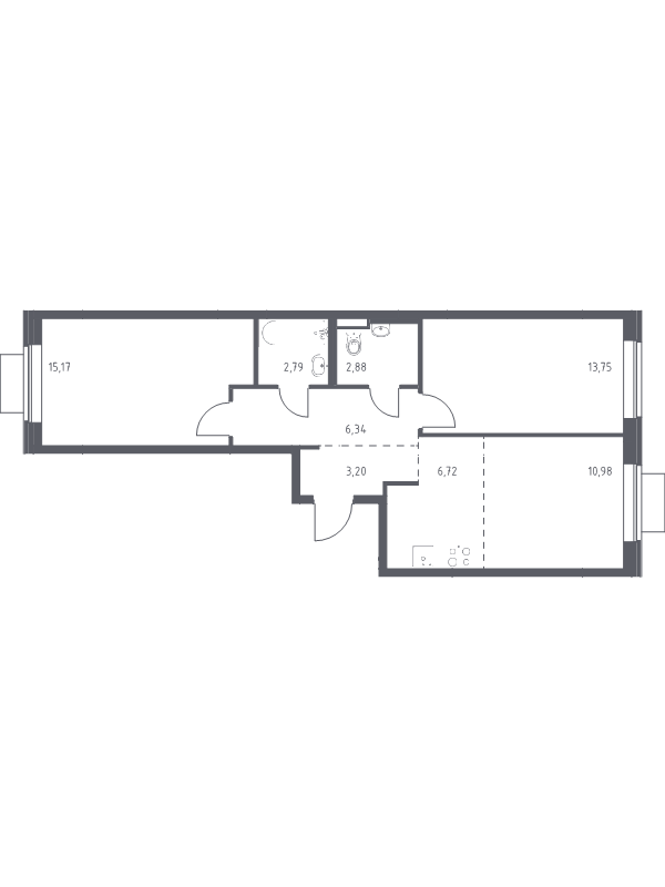 3 ккв (Евро) 61,8 м²