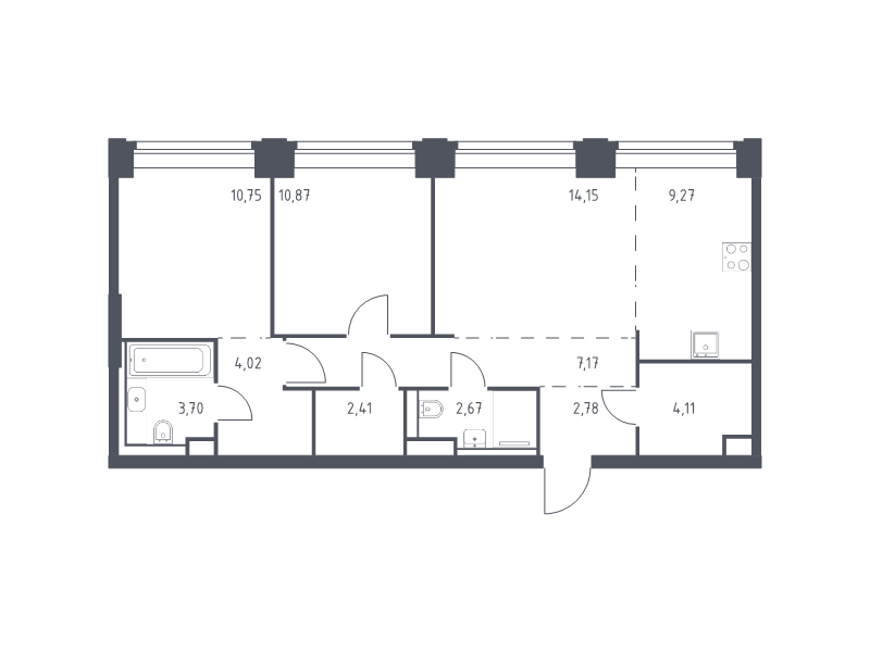 3 ккв (Евро) 71,9 м²