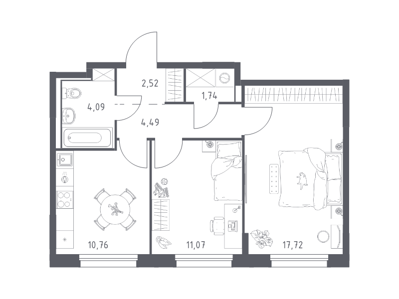 2 ккв 52,4 м²