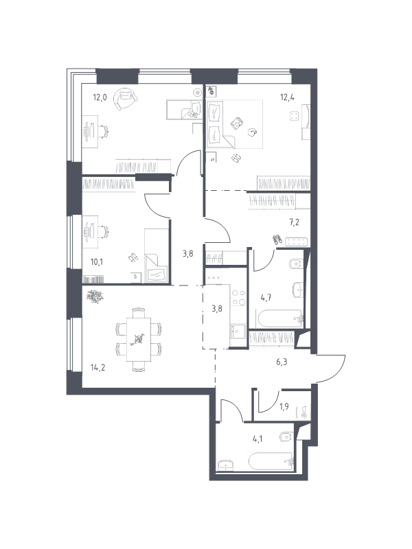 4 ккв (Евро) 80,8 м²
