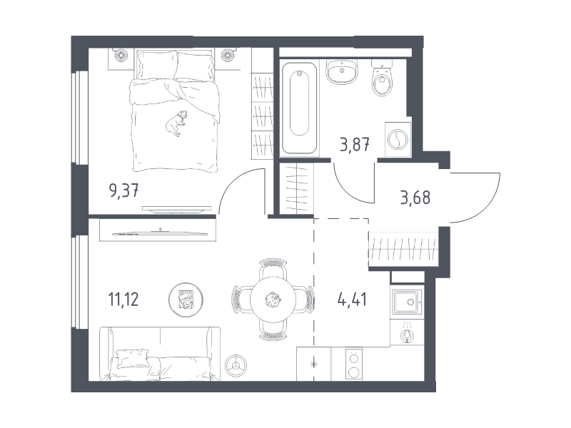 2 ккв (Евро) 32,5 м²