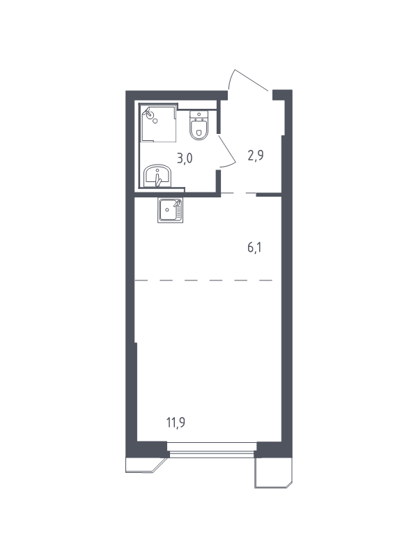 Студия 23,9 м²