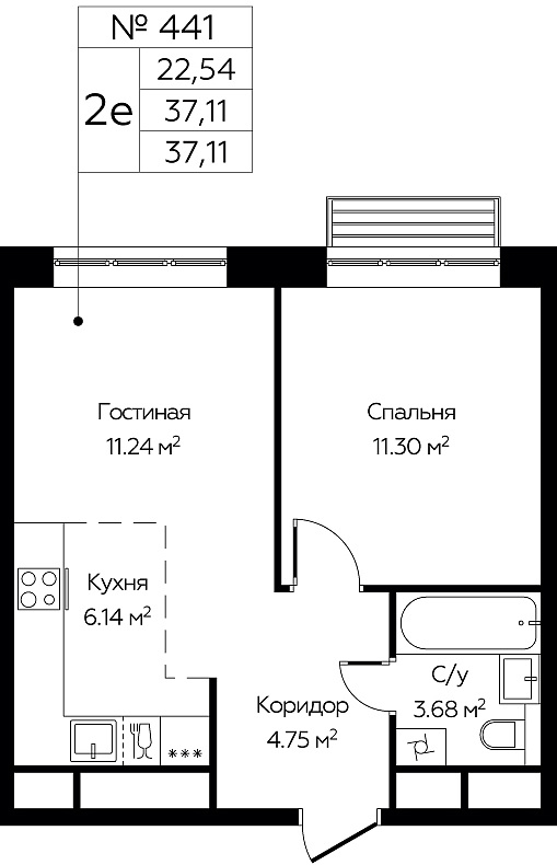 2 ккв (Евро) 36,7 м²