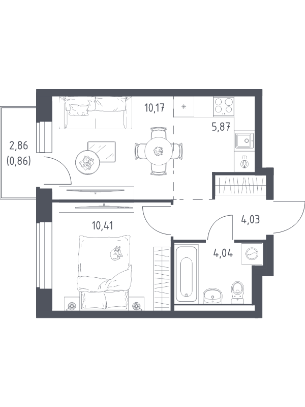 2 ккв (Евро) 35,4 м²