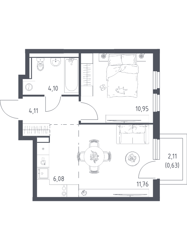 2 ккв (Евро) 37,6 м²