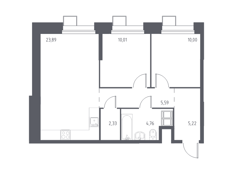 3 ккв (Евро) 61,9 м²